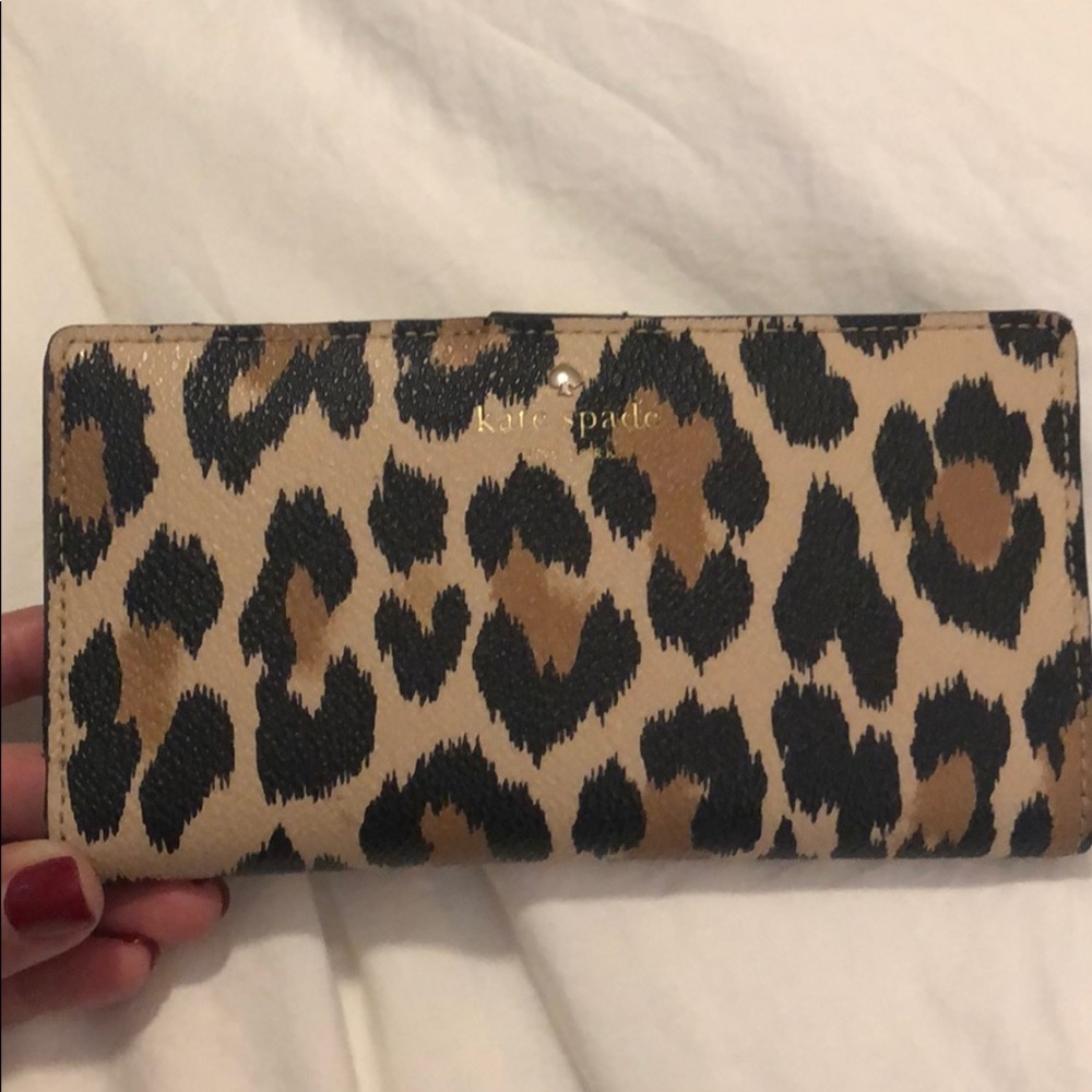 Kate Spade leopard print double flap wallet